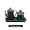 Gold Plated Porcelain Spice Jar Set with Tray - Axyaa Luxe Kitchen Collection