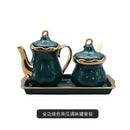Gold Plated Porcelain Spice Jar Set with Tray - Axyaa Luxe Kitchen Collection