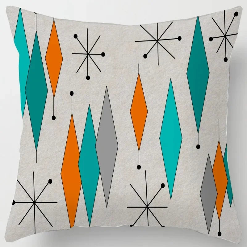 Colorful Blocks Geometric Abstract Pattern Cushion Cover by Axyaa