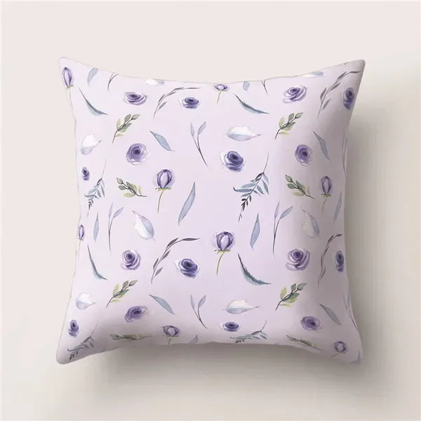 Tropical Cactus Flower Cat Print Pillow Cover 45X45CM for Home Sofa Chair