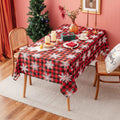 Axyaa Christmas Elk Red Flowers Rectangle Outdoor Holiday Tablecloth