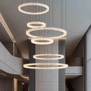 Axyaa Modern Ring Stairs LED Pendant Light Chandeliers for Living Room and Dining Room