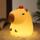 Axya Silicone Capybara Night Light for Kids: USB Rechargeable Touch Lamp with Timing Function