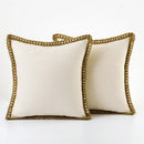Axyaa Burlap Linen Trimmed Throw Pillow Covers for Farmhouse Decor
