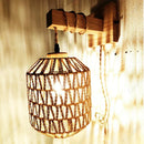 Axyaa LED Rattan Bamboo Wall Lamp for Living Room, Bedroom, and Corridor