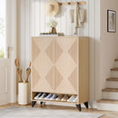 Axyaa 6-Tier Wooden Shoe Cabinet with Doors, Adjustable Shelves Organizer