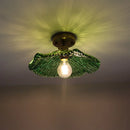 Axyaa Modern Green Glass LED Pendant Light for Kitchen, Bedroom, and Bar