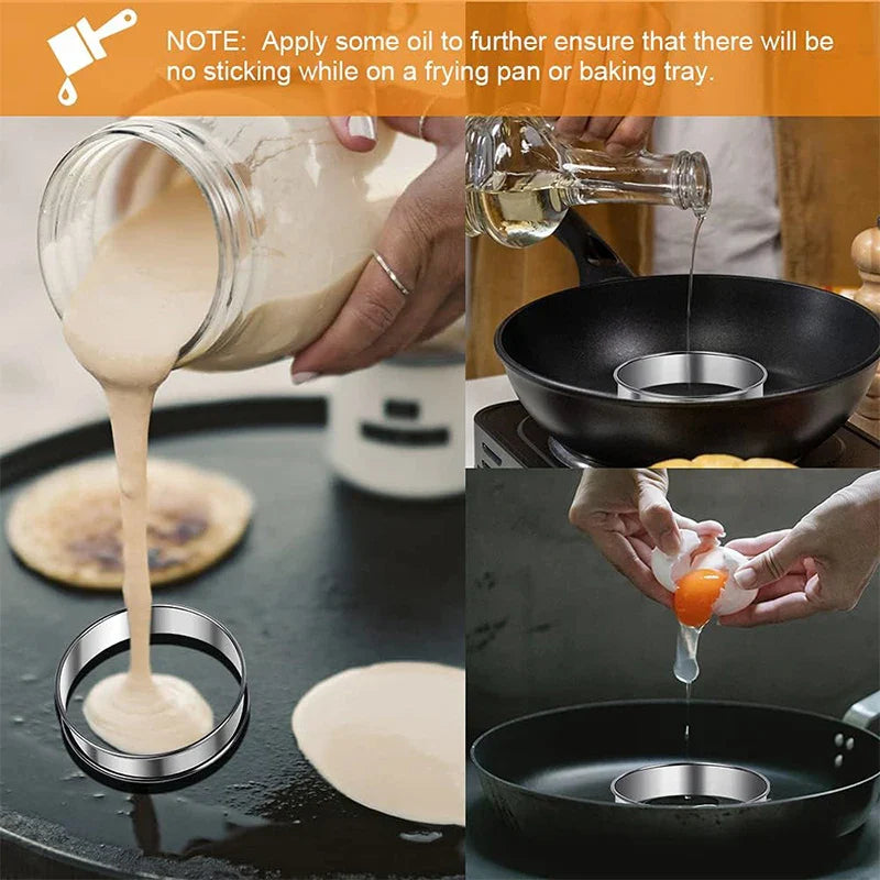 Axyaa Stainless Steel Muffin Rings - Non Stick Cake Cookie Mold
