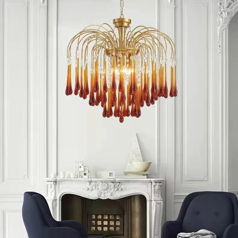 Axyaa Crystal Water Drop Ceiling Chandelier for Home Decor