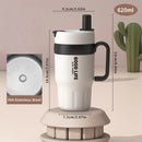 Axyaa Double-layer Stainless Steel Thermos Tumbler with Handle & Straw
