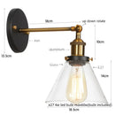 Axyaa Clear Glass Iron LED Wall Lamp Stair Light Fixture Vintage Industrial Plug-In Bedside