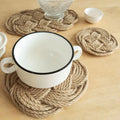 Axyaa Cotton Linen Circular Insulation Pad for Home and Kitchen, Dining Table