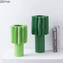 Axyaa Green Ceramic Vase: Irregular Wrinkle Design for Floral Arrangements