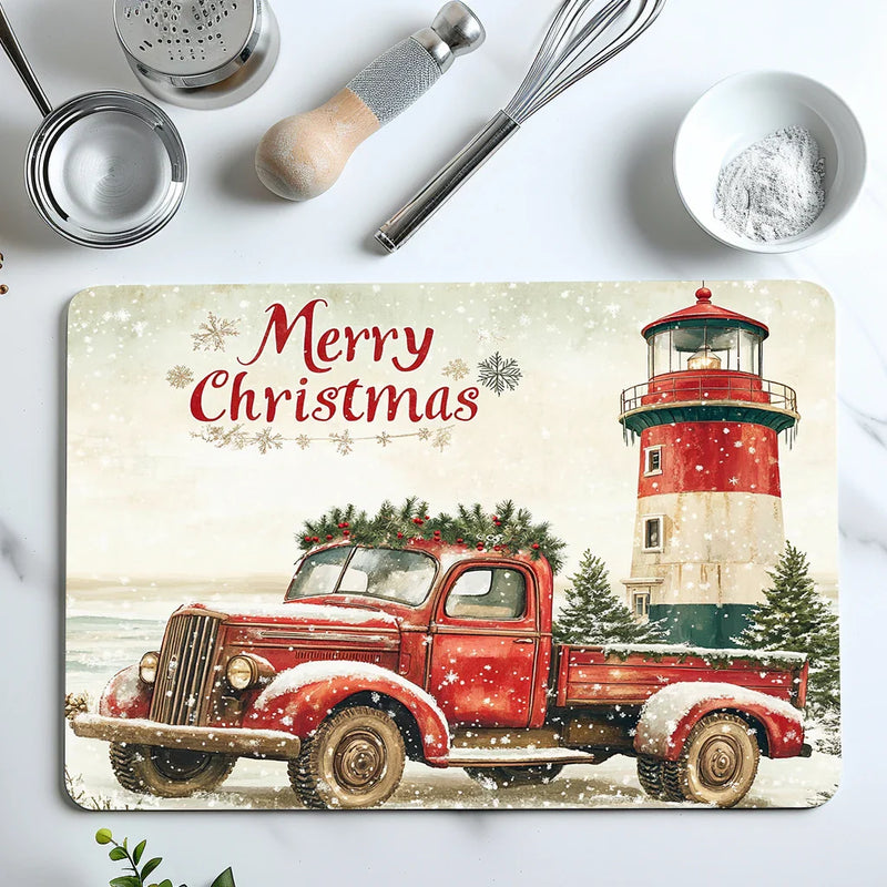 Axyaa Christmas Tree Coffee Dish Mat: Absorbent, Anti-slip, Quick Dry Drain Pad