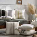 Axyaa Striped Linen Cushion Cover Set, Multicolor Patchwork for Sofa, Couch, Bed