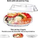 Clear 15" Chilled Veggie Tray with Divided Serving Bowl and Lid by Axyaa