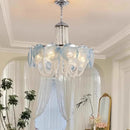 Axyaa Pink Glass Pearl Chandelier - Murano Style Vintage Living Room Light