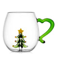 Axyaa 3D Christmas Glass Mug Cup - Snowflake Tree Snowman Design