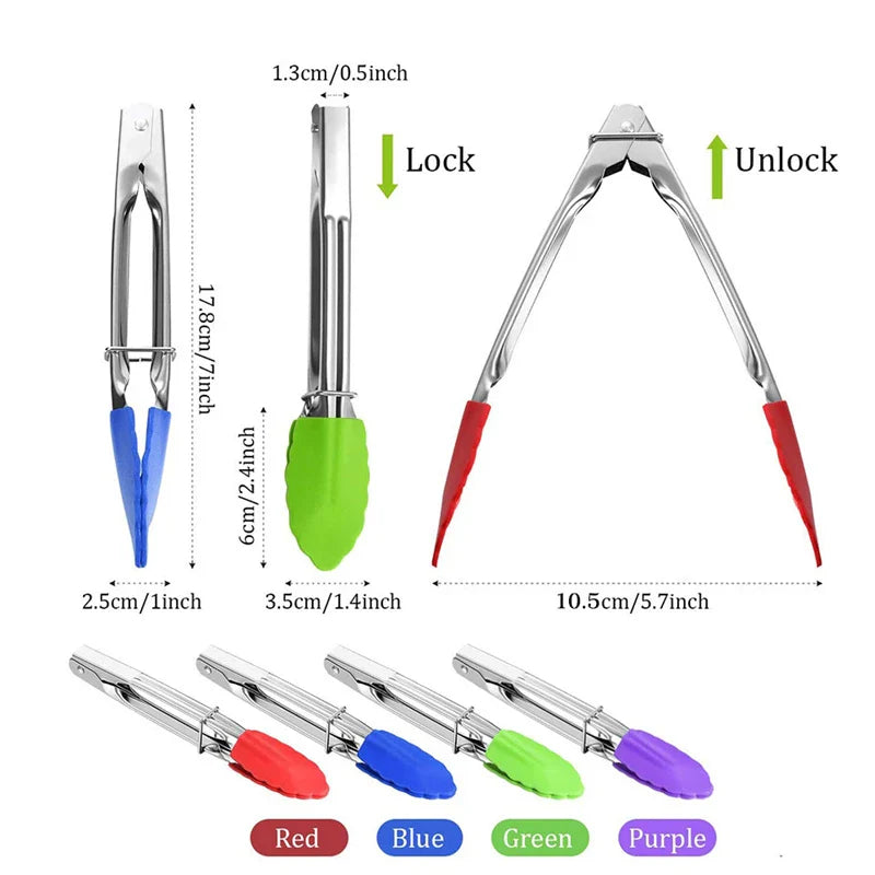 Axyaa Silicone Head Food Tongs with Stainless Steel Handle