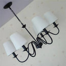 Axyaa Black Wrought Iron Chandelier with White Shade for Elegant Home Decor