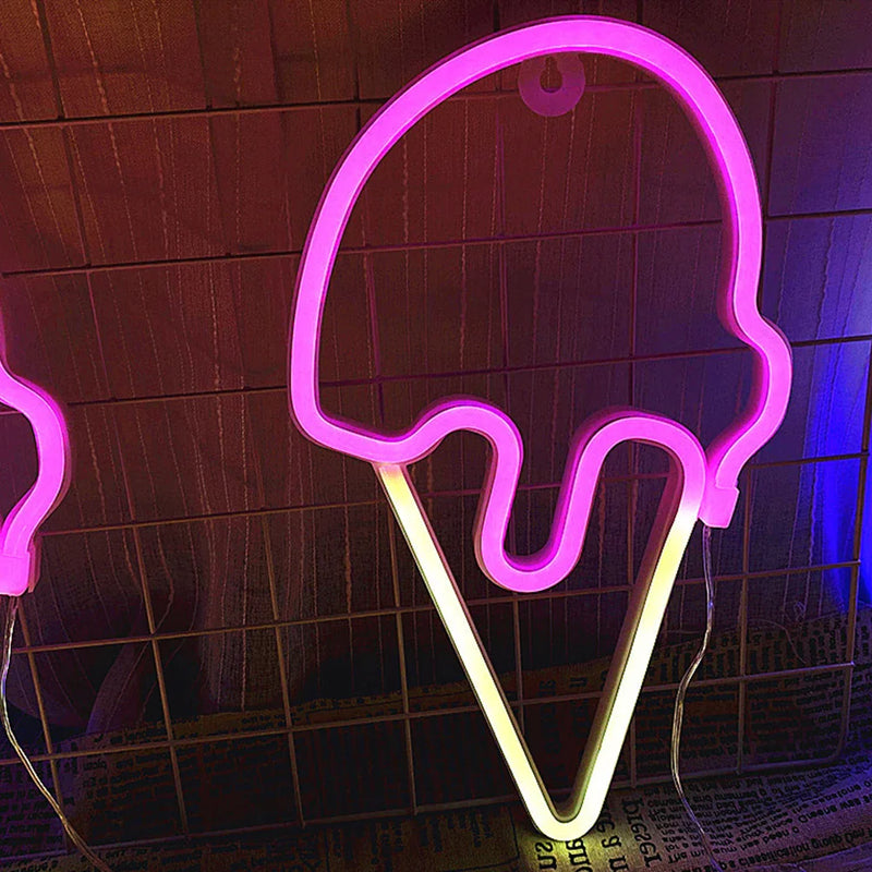 Axya Ice Cream Neon Light: Festival Decoration for Bedroom, Living Room, KTV, Bar