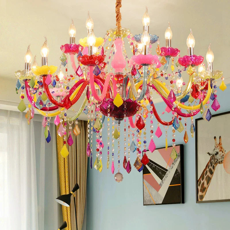 Axyaa Pink Crystal Pendent Lamp for Girls' Room and Luxurious Living Area