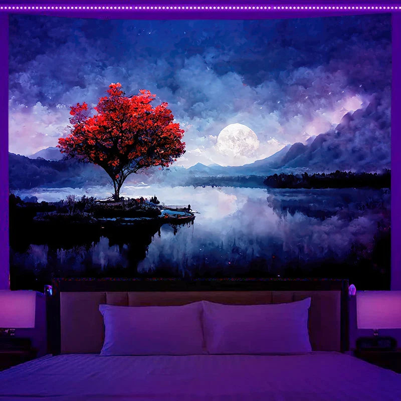Axyaa Starry Sky Planet City Tapestry Room Decoration