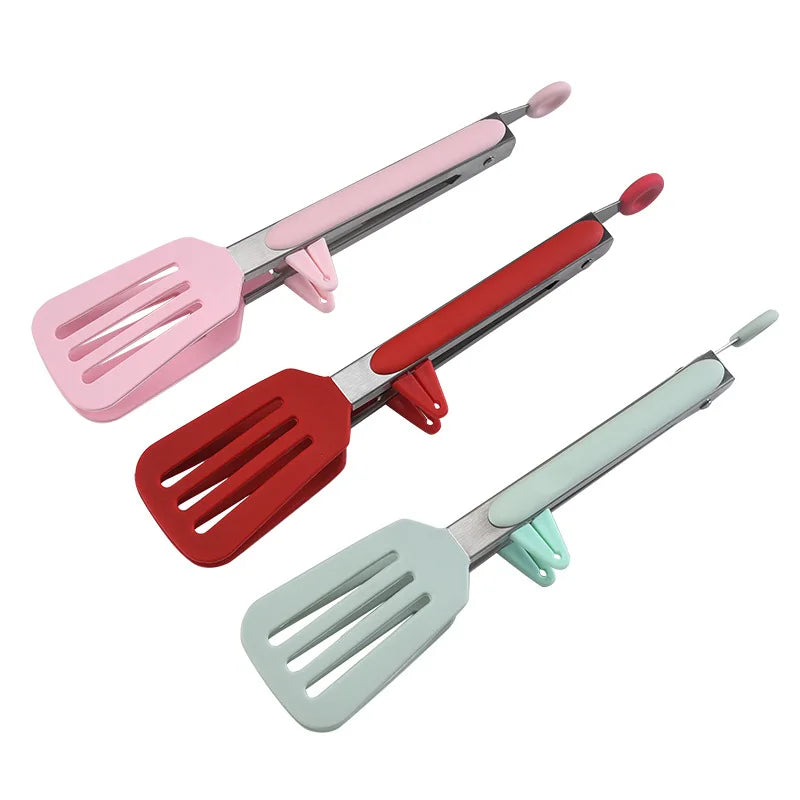 Axyaa Silicone BBQ Tongs - Kitchen Cooking Tool for Steak, Bread, Vegetables, Fruits
