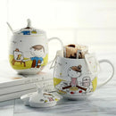 Axyaa Bone  Coffee Mug with Lid & Spoon, Girlly Design, Tea Tumbler