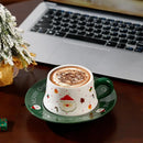 Axyaa Christmas Ceramic Coffee Cup and Saucer Set, Holiday-themed Cups, Coffee and Milk Cups