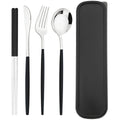 Axyaa Black Gold Stainless Steel Cutlery Set in Storage Box