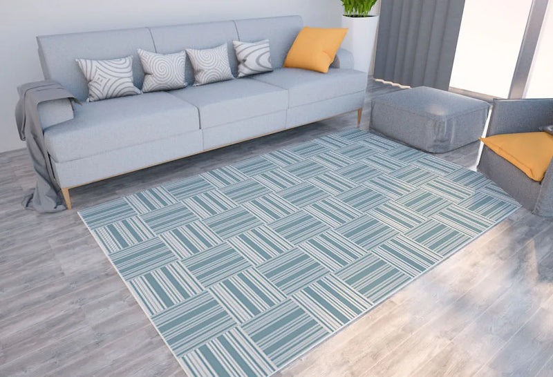 Axyaa Geometric Plaid Striped Print Carpet for Home Living Room and Bedroom Decor