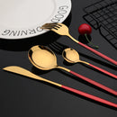 Axyaa Stainless Steel Black Gold Cutlery Set - 30Pcs Kitchen Tableware Silverware