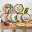 Axyaa Rattan Tray Storage Baskets - Korean Style Shell Decor Crafts for Home