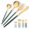 Axyaa 16-Piece Red Gold Matte Stainless Steel Cutlery Set