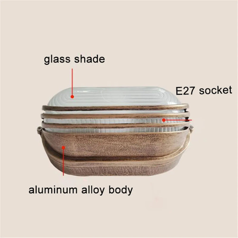 Axyaa Grid Oval Outdoor Wall Sconce Light - Frosted Glass Exterior Lantern for Porch, Patio