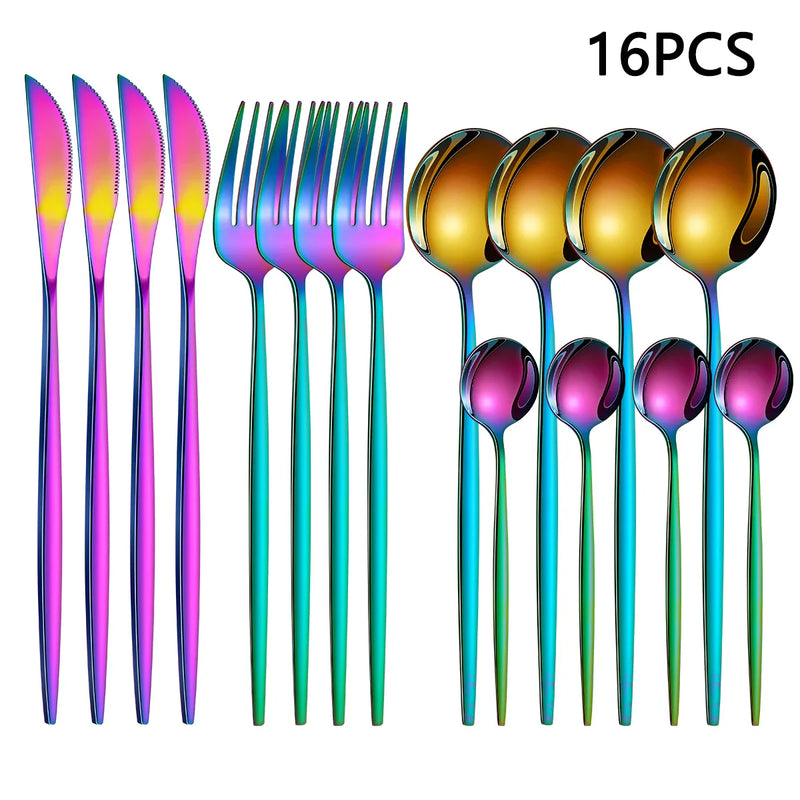Axyaa 16-Piece Stainless Steel Tableware Set for Home, Hotel, and Restaurant