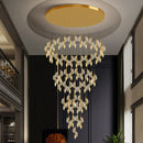 Axyaa Modern Spiral Staircase Chandelier Gold Aluminum LED Pendant Light