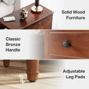 Axyaa Wood End Table with Drawers: Fully Assembled Nightstand & Slim Bedside Table