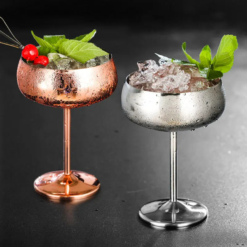 Axyaa Stainless Steel Wide-Mouth Wine Goblet Set for Elegant Parties