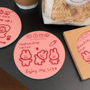 Axyaa Kawaii Pink Ceramics Drink Coasters Set - Cute Aesthetic Cup Mat Accessories
