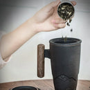 Axyaa Retro Ceramic Tea Cup with Wooden Handle, Large Capacity Filter Mug