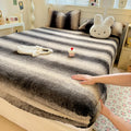 Axyaa Polka Dot Printed Milk Fleece Fitted Sheet - Thermal Mattress Cover