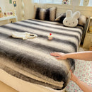 Axyaa Polka Dot Printed Milk Fleece Fitted Sheet - Thermal Mattress Cover
