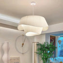 Axyaa Double Shade White Beige Silk Chandelier for Dining Bedroom