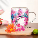 Axyaa Double Wall Glass Cup with Dried Flower Handle