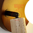 Axyaa Vintage LED Wall Sconce, Rotatable Yellow Travertine Lamp for Bedroom, Living Room