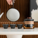 Axyaa Ceramic Tea Set: Pot, 3 Cups, Travel Bag - Minimalist Outdoor Souvenir Pack