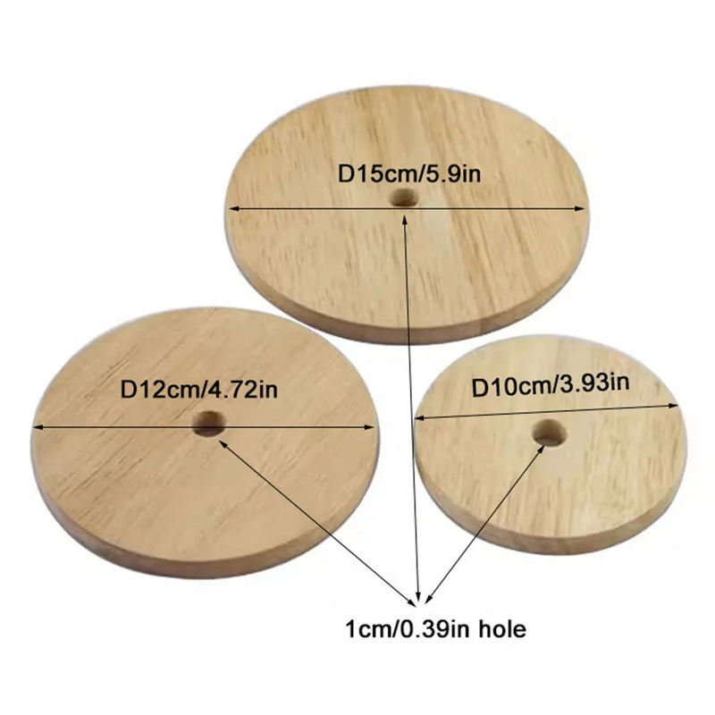 Axyaa Round Solid Wood Lamp Base for DIY Table Lamp