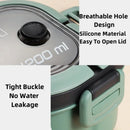 Axyaa 2-Layer Bento Lunch Box with Spoon & Fork, Leakproof Microwavable Food Container